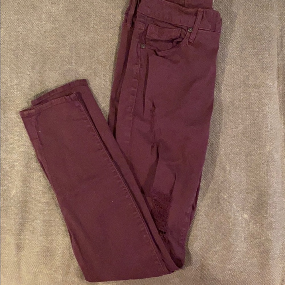Maroon skinny jeans distressed